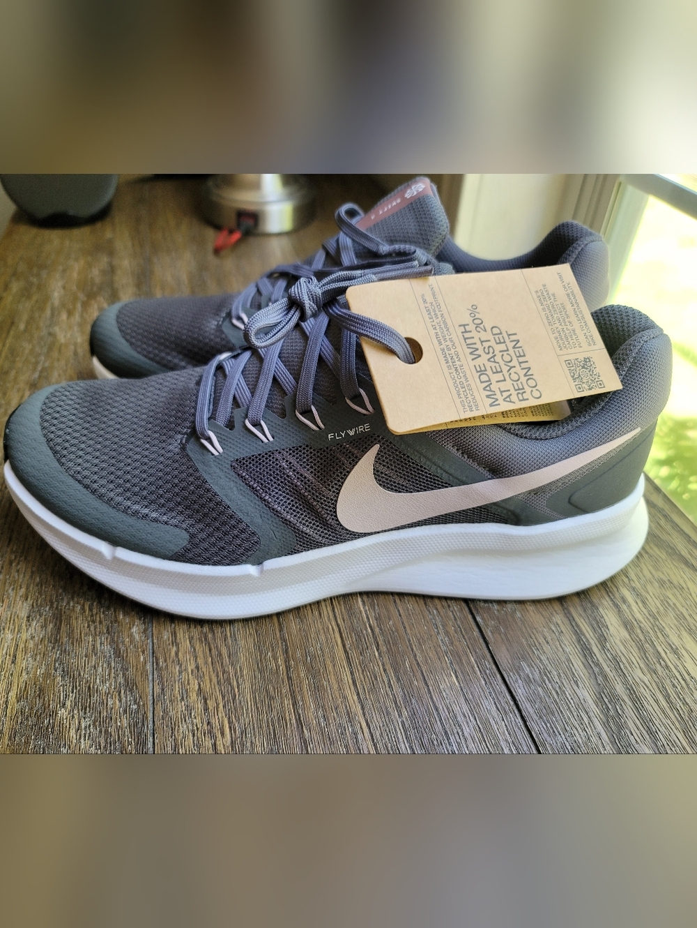 Nike Women's Flywire Running Shoes — Gray with White Swoosh